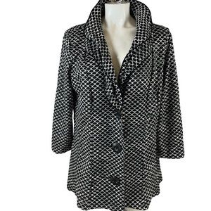 Ali Miles XL Black White Circle Button Front Jacket Art to Wear R2